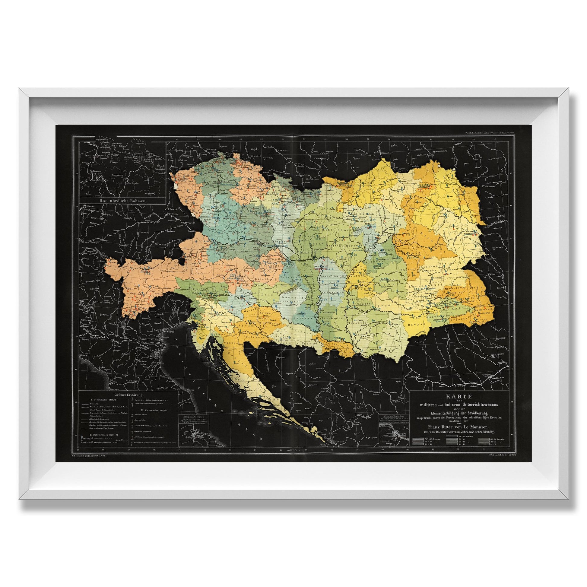 Austria - Hungary 1874 - Historic Map - Amazing Maps