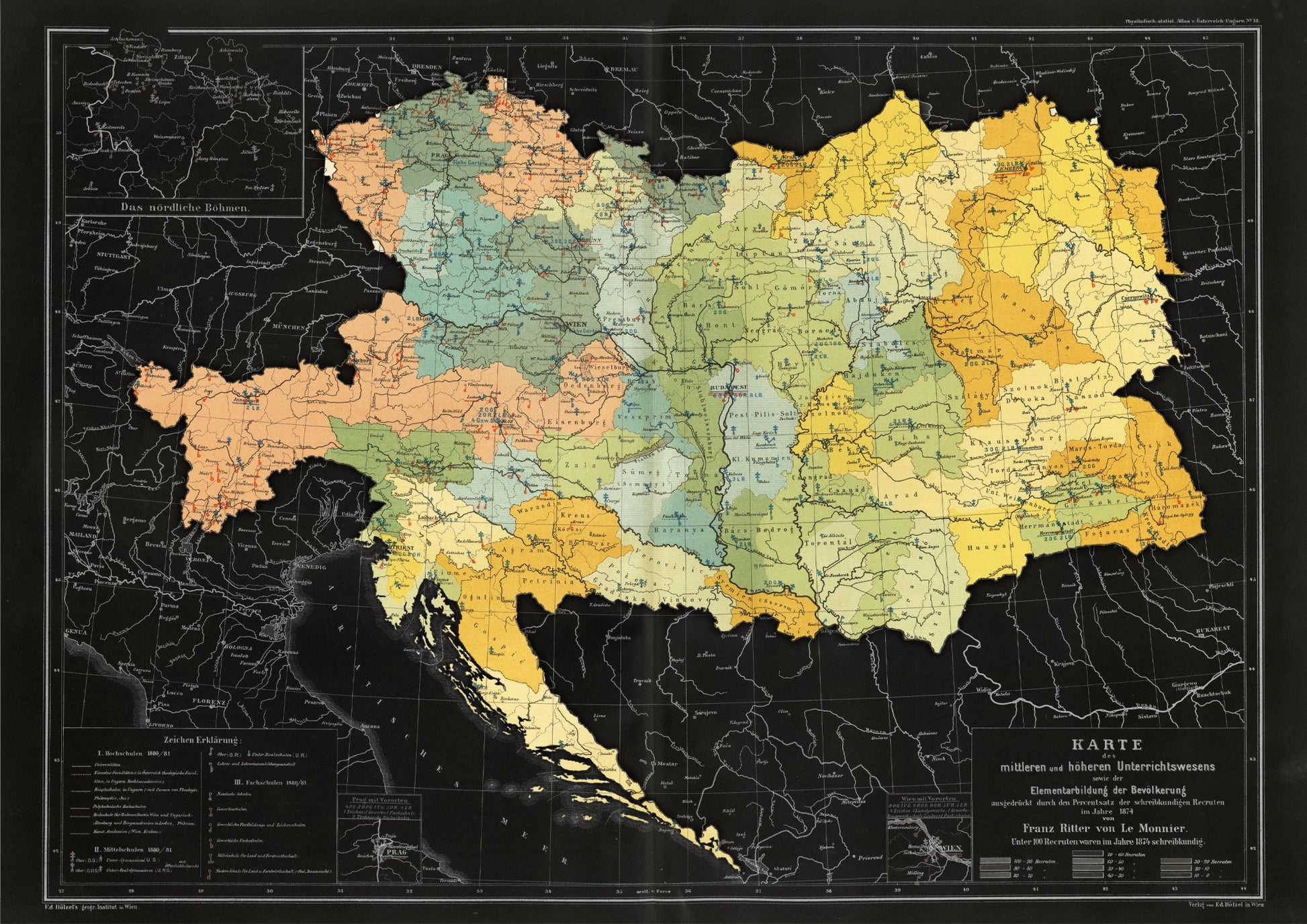 Austria - Hungary 1874 - Historic Map - Amazing Maps