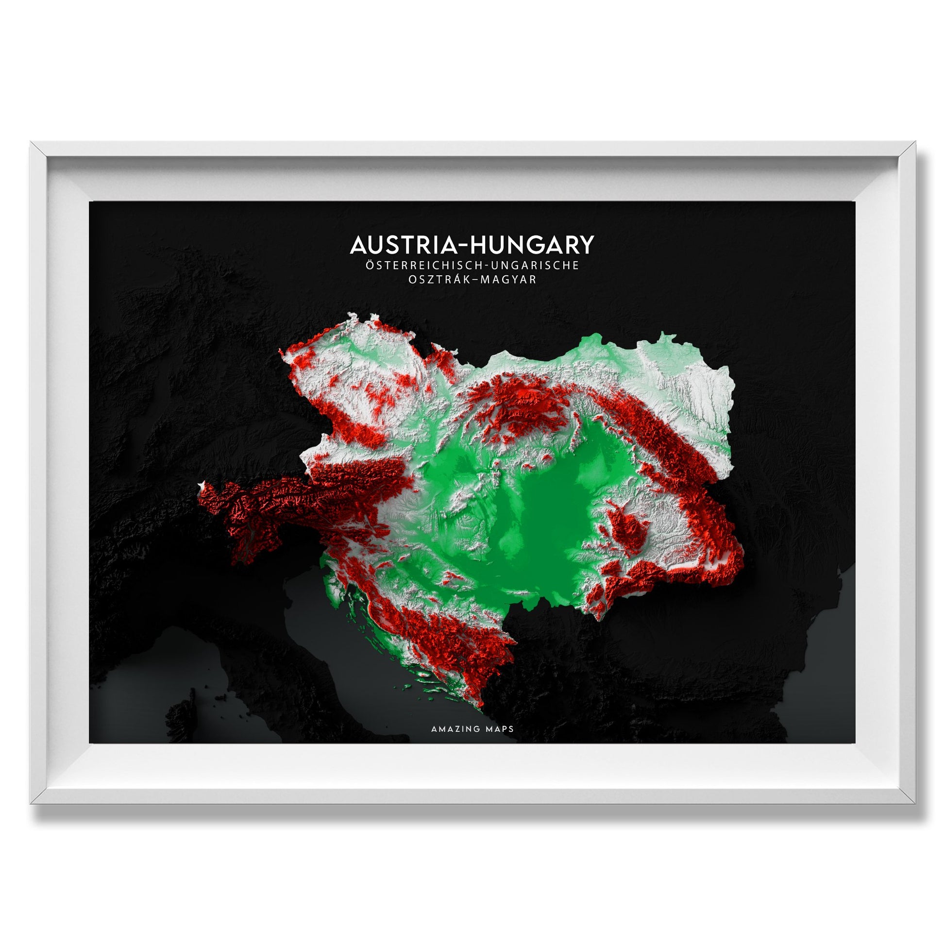 Austria - Hungary Relief map - Amazing Maps