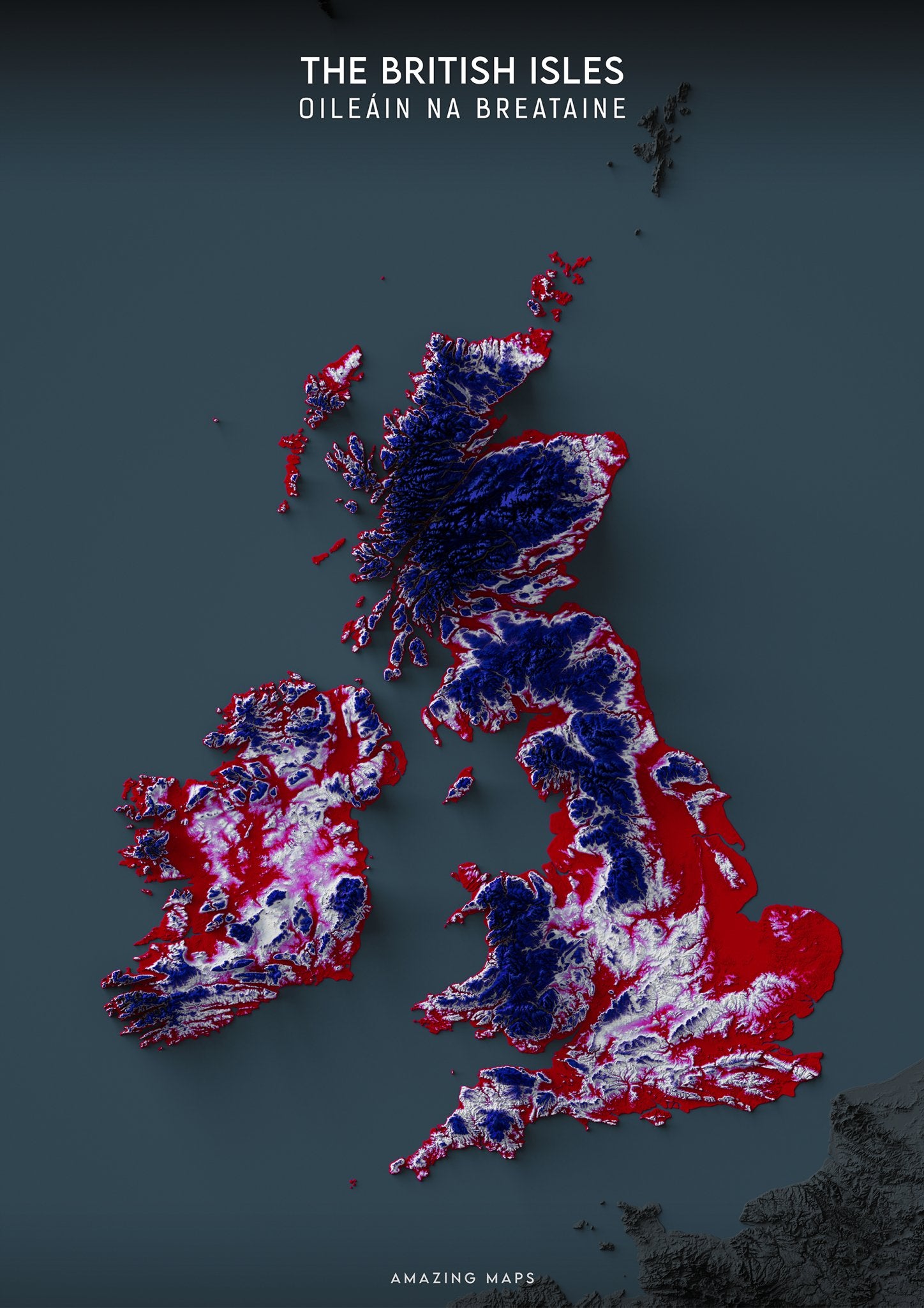 British Isles Relief map - Amazing Maps