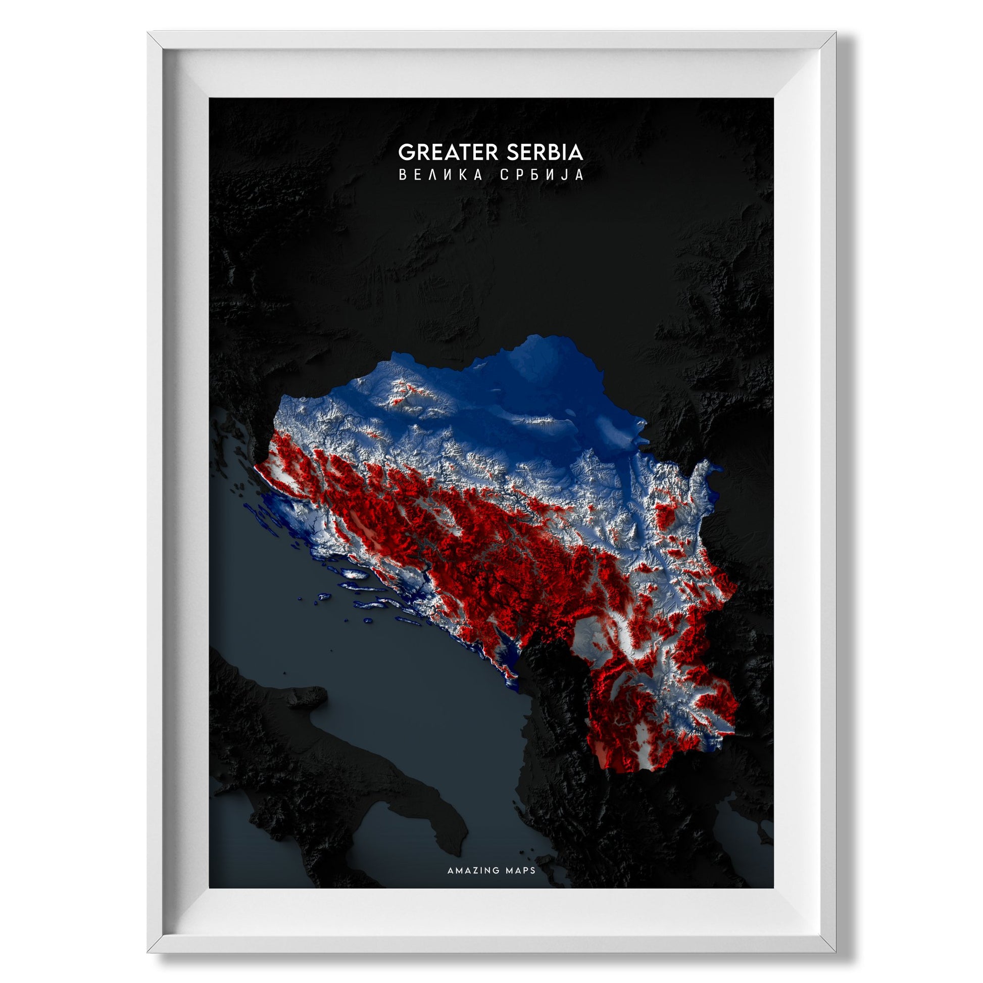 Greater Serbia Relief map - Amazing Maps