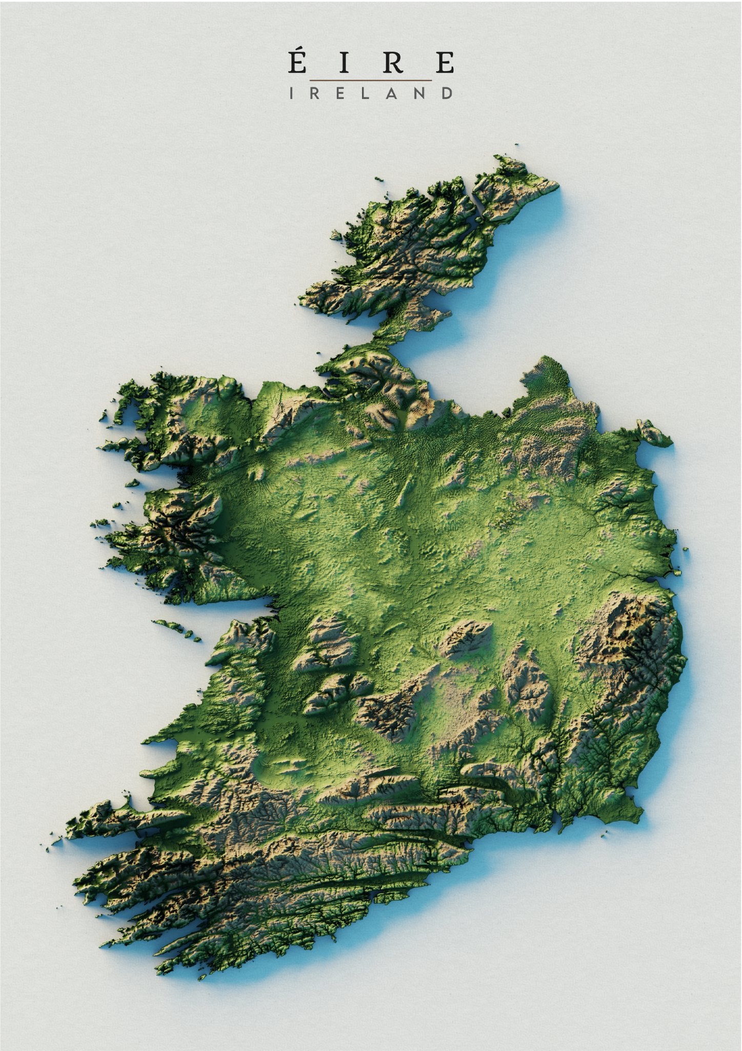 Ireland Realistic Relief map - Amazing Maps