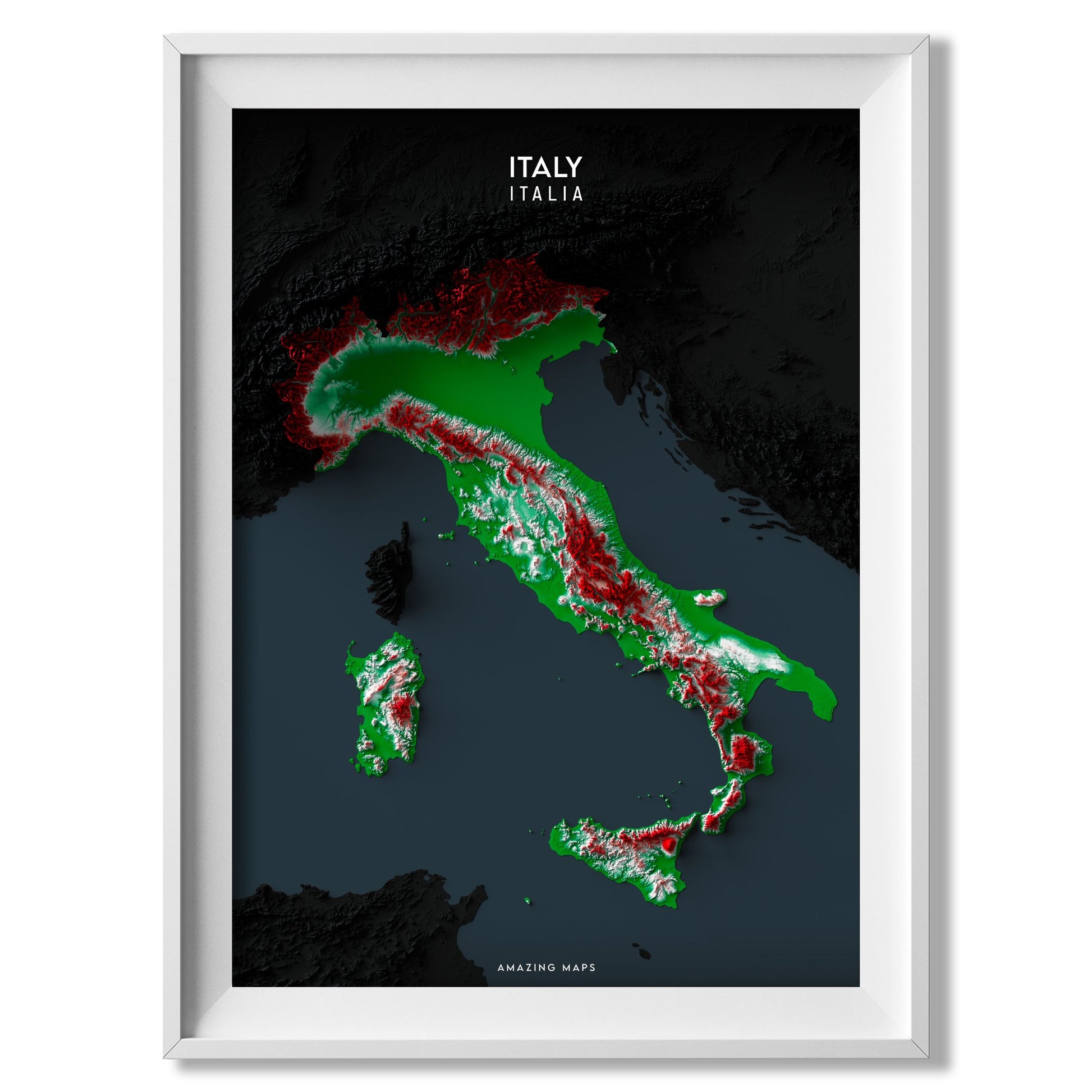 Italy Relief map - Amazing Maps