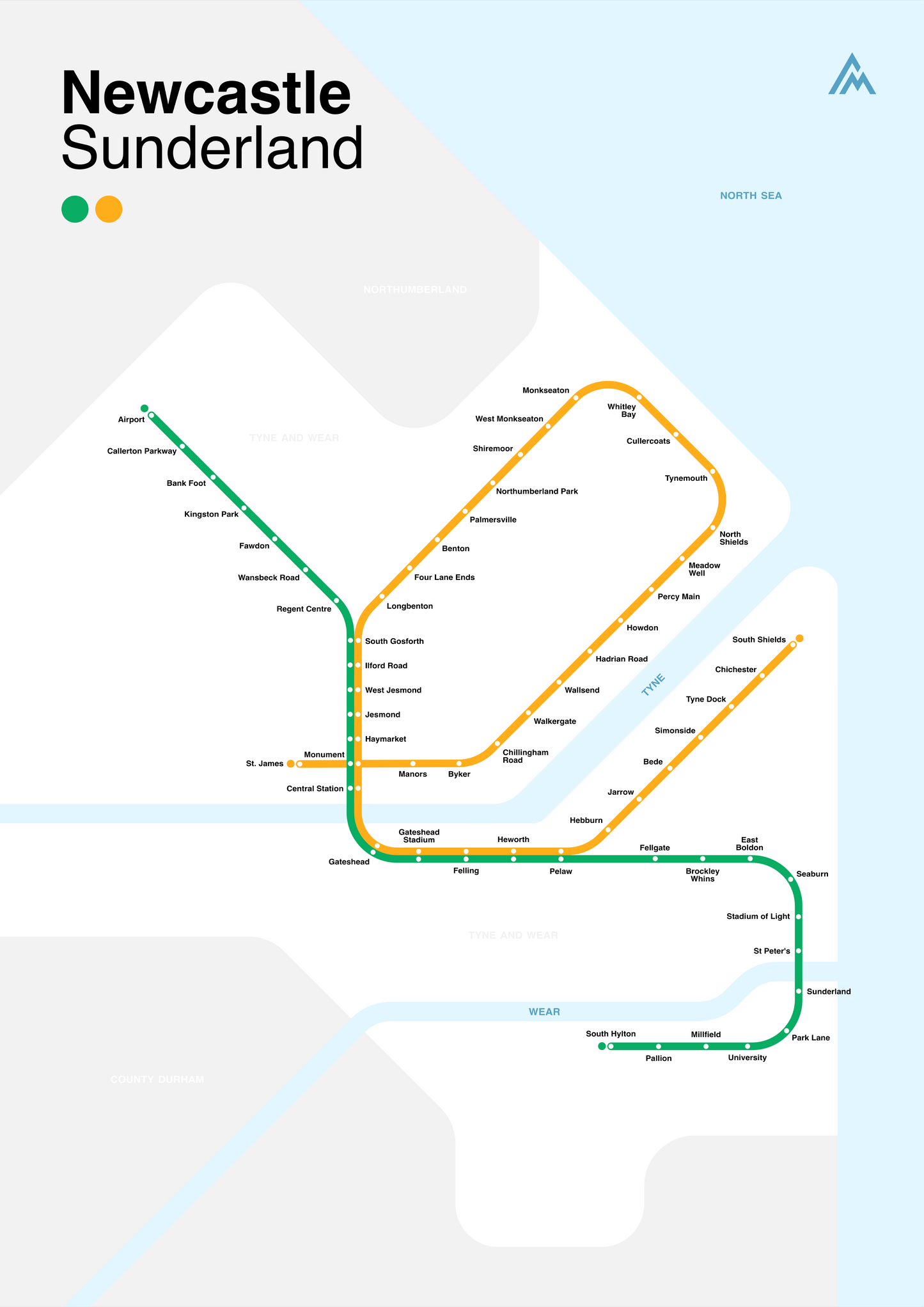 Newcastle Metro map