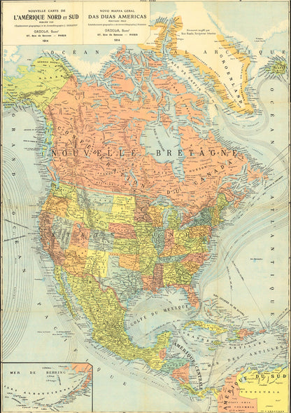 North America in French Historical Map - Amazing Maps