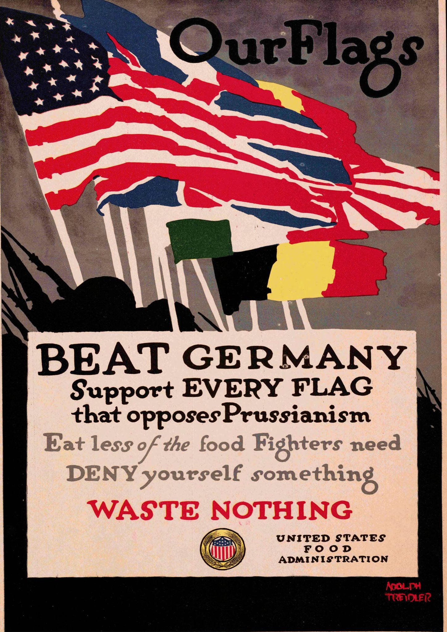 Our Flags Beat Germany! - Allied Poster - Amazing Maps