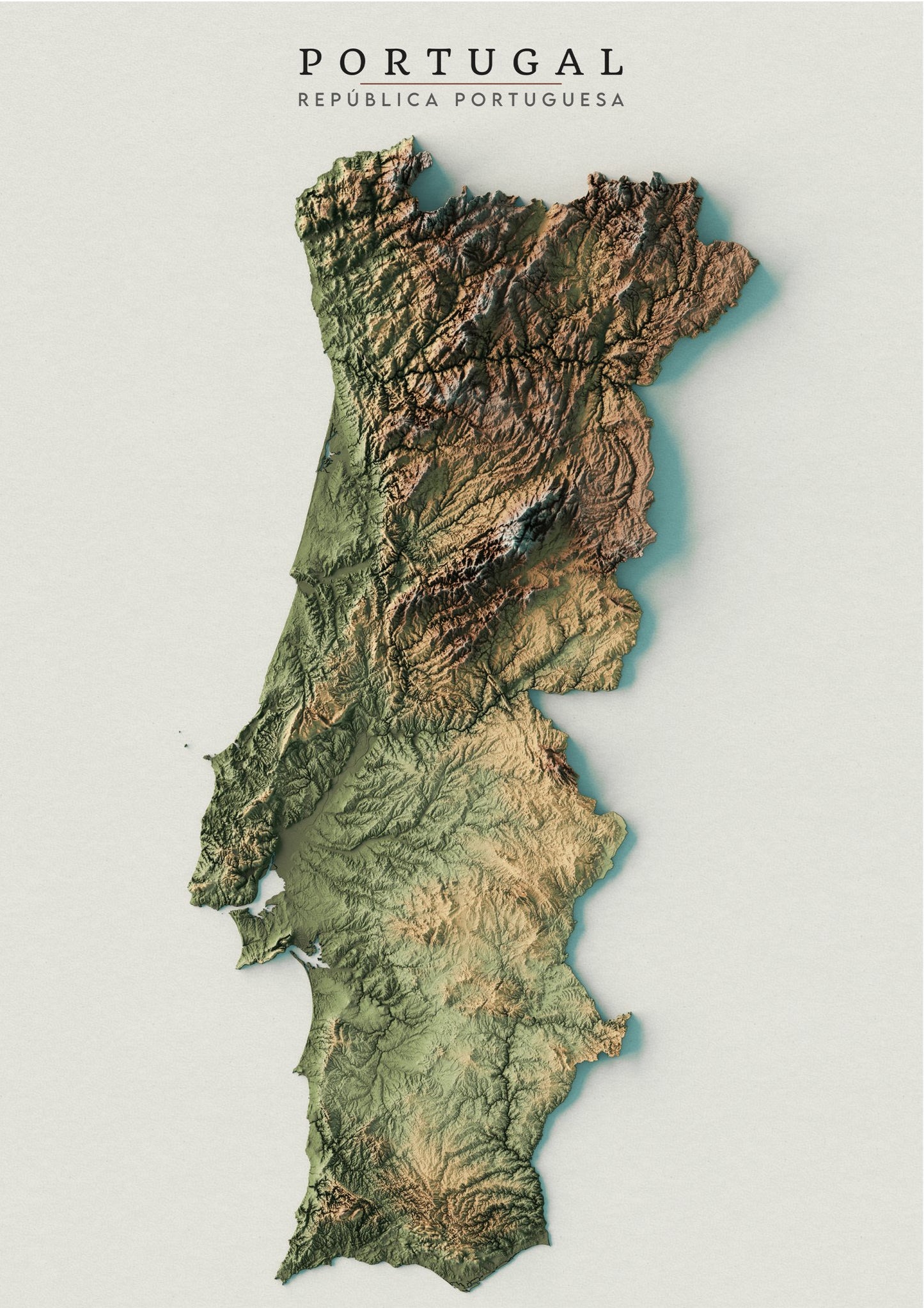 Portugal Realistic Relief map - Amazing Maps