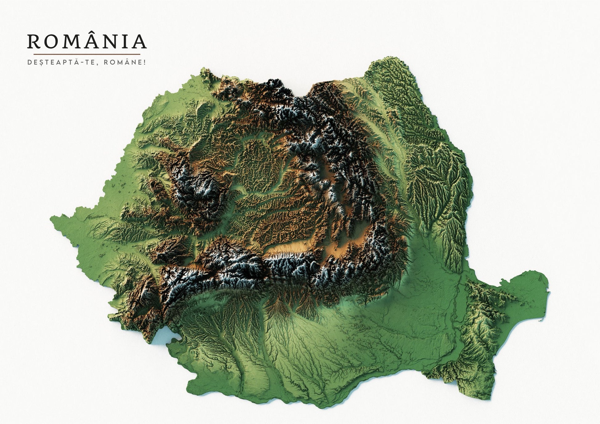 Romania Realistic Relief map - Amazing Maps