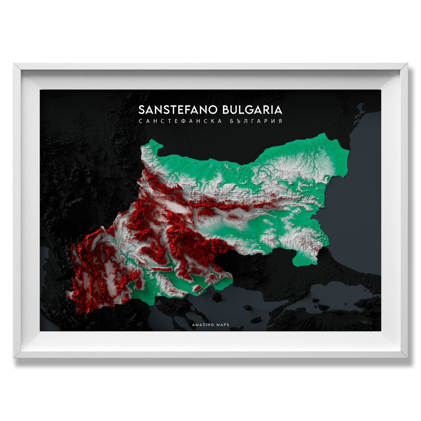 San Stefano Bulgaria Relief map - Amazing Maps