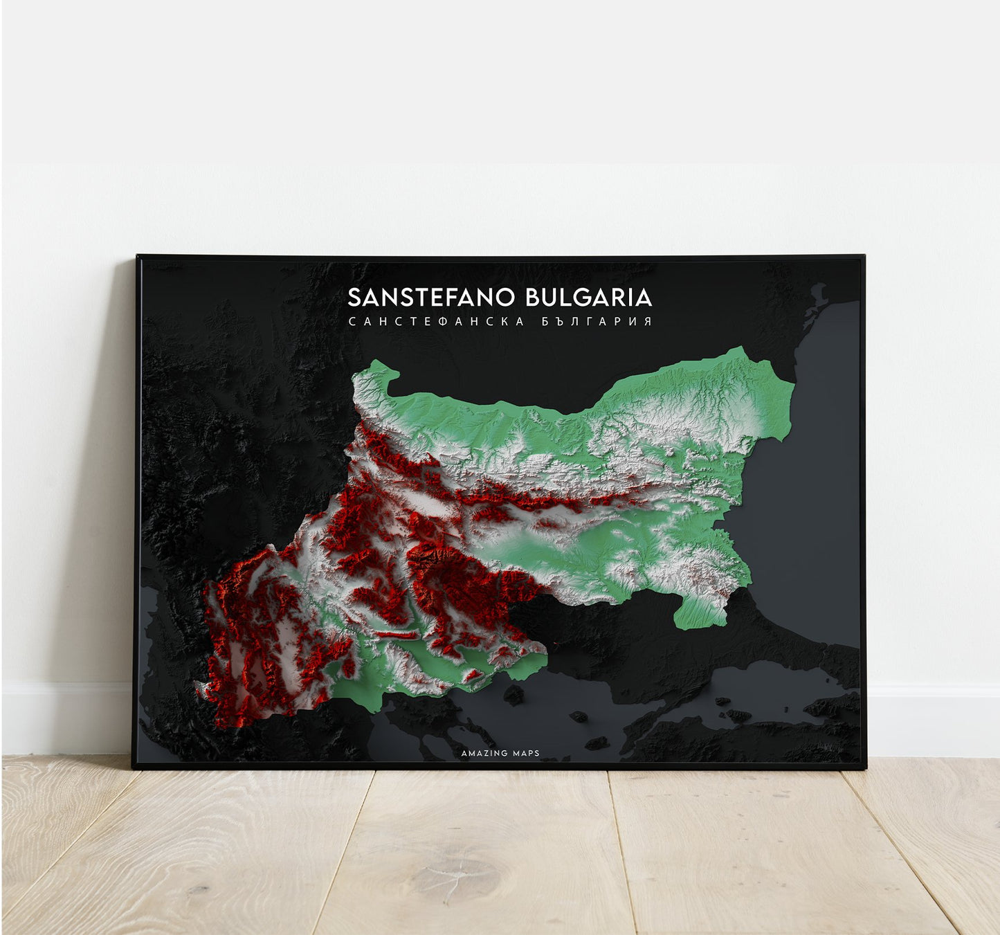 San Stefano Bulgaria Relief map - Amazing Maps