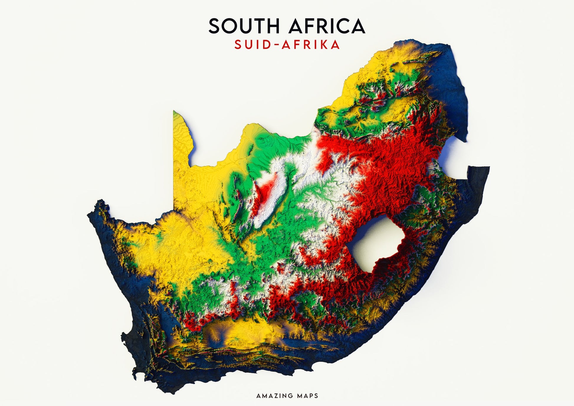 South Africa Relief map - Amazing Maps