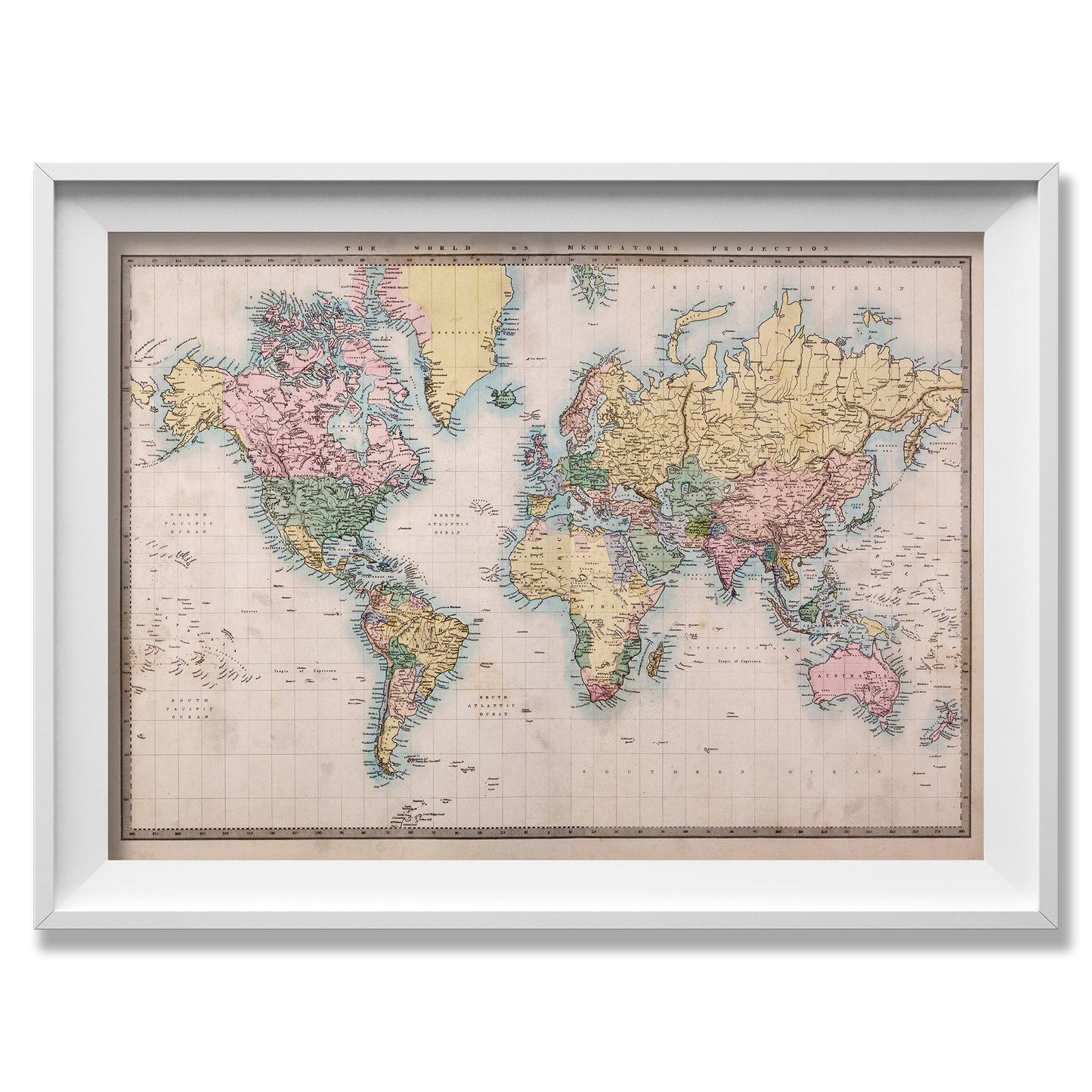 The World on Mercator Projection Historic Map - Amazing Maps