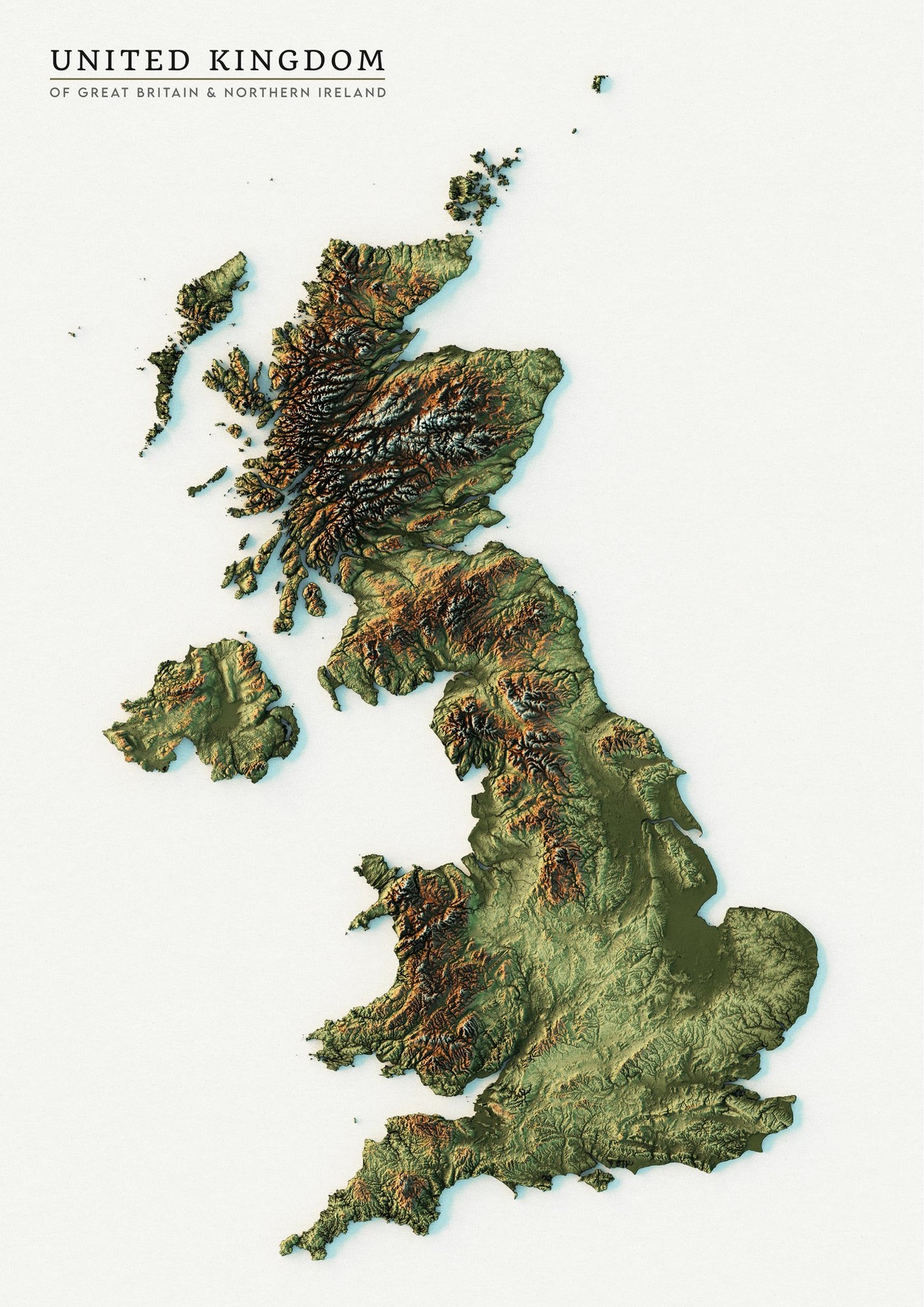 United Kingdom Realistic Relief map - Amazing Maps